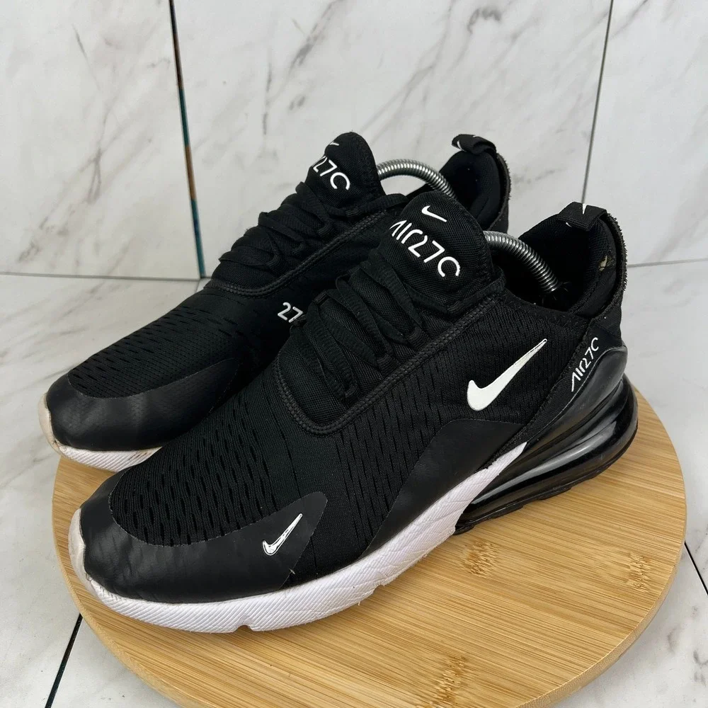 Nike Air Max 270 Mens Size 10 Black White Running Sneakers Shoes AH8050-002